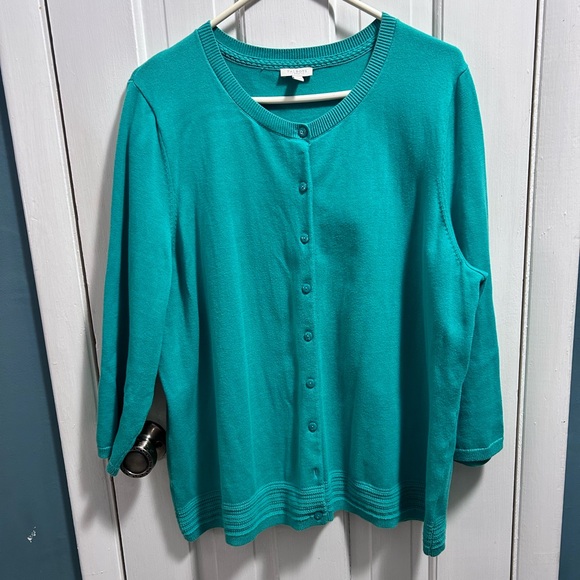 Talbots Vibrant Teal Knit Cardigan 2X - Picture 2 of 9